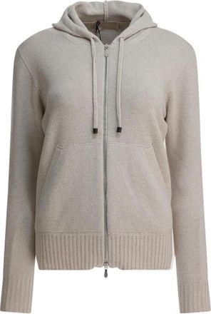 Drumohr Hooded Zip Cardigan - Dames - Cashmere truien - Beige - XS - Kasjmier - Truien & Vesten