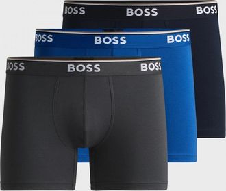 HUGO BOSS Mens BOSS Orange Power Three Pack Mens Stretch Cotton Boxer Briefs With Logos NOS - Open Blue 487 - Size: 37/36/32