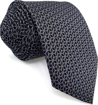 Shlax & Wing Necktie for Men Black Pattern White Cubes Elegant Gift Mens Tie Classic 57.5