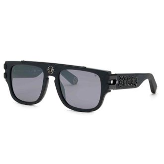 Philipp Plein Smoke Mirror Silver Square Mens Sunglasses SPP011X 0703 55