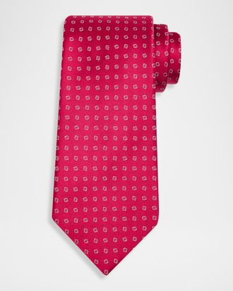 Charvet Mens Micro-Geometric Jacquard Silk Tie