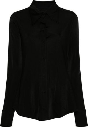 Jil Sander oversized collar shirt - women - Viscose/Viscose - 38 - Black