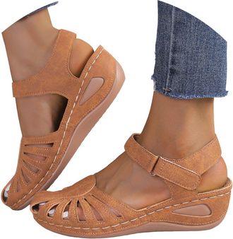 Generic Closed Toe Sandals for Women,Wide Fit Sandals for Women,Platform Fisherman Sandal,Hollow Out Breathable Sports Sandal,Summer Outdoor Beach Shoes for H