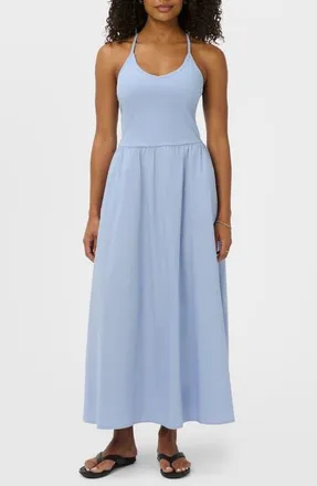 Sweaty Betty Explorer Ribbed Halter Neck Midi Dress in Laguna Blue at Nordstrom, Size Xx-Large