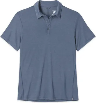 Stio | Mens Divide Polo Shirt, Size Extra Large in Vintage Indigo Heather