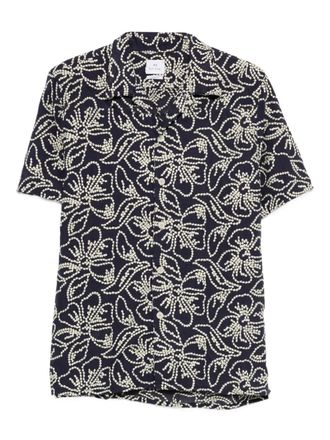 Paul Smith floral-embroidery shirt - men - Polyester/Cotton - M - Blue