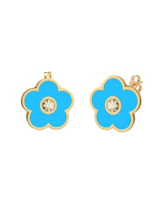 Gabi Rielle 14K Over Silver Turquoise Agate Cz Stackable Earrings