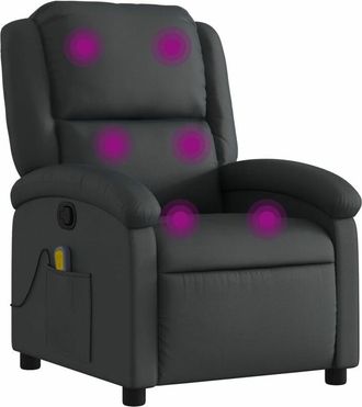vidaXL Vidaxl - Sill&oacute;n Reclinable De Masaje Cuero Aut&eacute;ntico Negro
