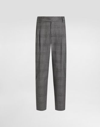 Dolce & Gabbana Glen Plaid Virgin Wool Trousers - Man Multicolor 46