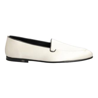 Dolce & Gabbana Loafers, male, White, Size: 10 US Logo Slip-On Flats Loafers
