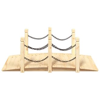 Berkfield Home Durable Garden Bridge with Chain Railings 150x67x56cm Solid Wood in Natural | Size: 150 x 67 x 56 cm