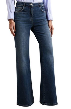 Reiss Bonnie Flare Jeans in Mid Blue at Nordstrom, Size 27P