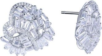 Suzy Levian Suzy Levian Silver Cz Large Cluster Heart Earrings