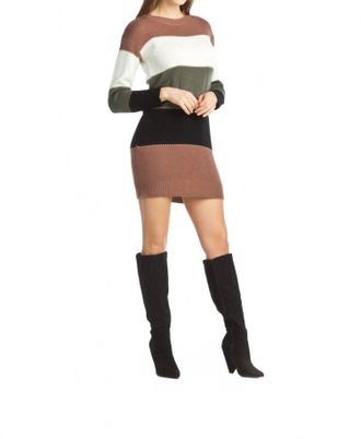 Papillon Color Blocked Knit Sweater Dress In Multi