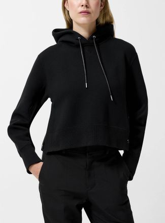 sacai Womens Buttoned slits cropped hoodie