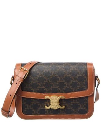 Celine Celine Classic Triomphe Canvas & Leather Shoulder Bag