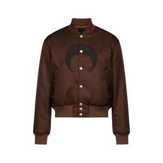 Marine Serre Bomber Jackets, male, Brown, Size: M Nylon Bomber with Contrast Moon