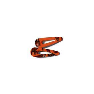 Miu Miu Hair Clips With Logo, Woman, Copper/orange
