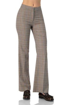 Ivonne Straight-Leg Prince Of Wales Trousers in Multi-Brown at Nordstrom, Size 14