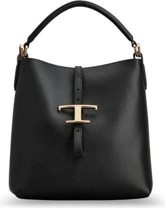 Tod's T Timeless Mini Bucket Bag - Dames - Handtassen - Zwart - ONE Size - Leer - Tassen