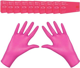 OEM Guantes De Nitrilo L Rosa Mercator Nitrylex Magenta 100 Piezas Caja 10 Unidades