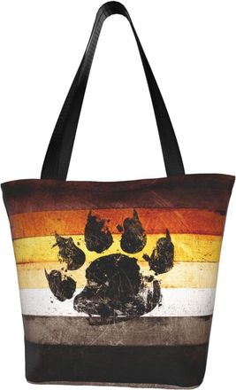 AOOEDM Bear Gay Flag Tote Bag Women Capacity Shoulder Grocery Shopping Bags