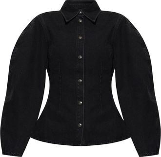 Rotate Fitted Denim Shirt - Dames - Spijkeroverhemden - Zwart - S - Denim - Overhemden