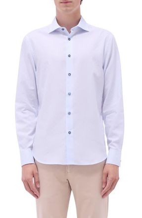 Bugatchi Axel Shaped Fit Button-Up Shirt in Salt at Nordstrom, Size Xxx-Large