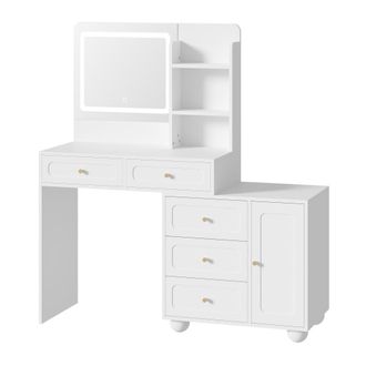 Urban Meuble Tocador moderno con espejo led, 5 cajones y 1 puerta