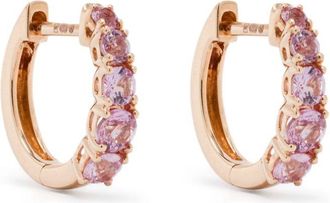 Anita Ko 18K Rose Gold Graduated Sapphire Hoop Earrings - Womens - 18kt Rose Gold/Pink Sapphire