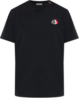 Moncler Logo Patch T-Shirt - Heren - T-shirts - Zwart - S - Katoen - Tops