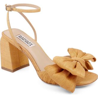 Badgley Mischka Olani Platform Ankle Strap Sandal in Sand Silk at Nordstrom, Size 6.5