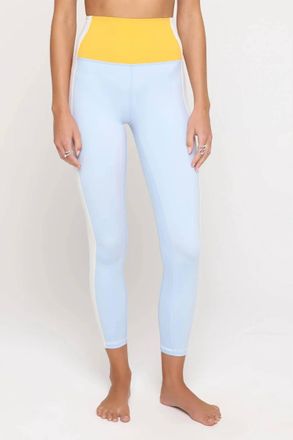Spiritual Gangster Cora Color Block 7/8 Legging In Blue/yellow/white