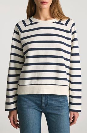 Mavi Stripe Raglan Cotton Sweatshirt in Black Irish Stripe at Nordstrom, Size Medium