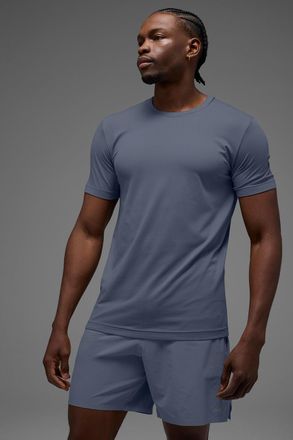 Alo | Conquer Reform Crewneck Short Sleeve Top in Bluestone, Size: 2XL