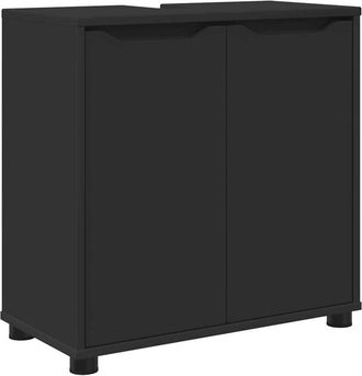 vidaXL Armario Para Lavabo De Ba&ntilde;o Con Estante Negro 60 X 30 X 60 Cm Vidaxl