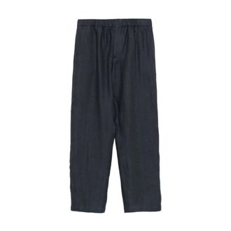 Lardini Cropped Trousers, male, Blue, Size: XL Pavice Straight-leg Trousers
