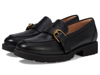 Cole Haan Giana Buckle Loafers Womens Black Leather Slip On Shoes ZOGG3906