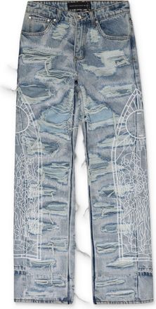 Who Decides War by Ev Bravado BLUE DISTRESSED STRAIGHT-FIT JEANS