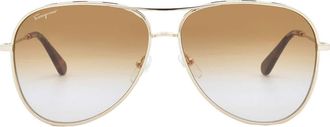 Ferragamo Salvatore Ferragamo Brown Gradient Pilot Ladies Sunglasses SF268S 793 62
