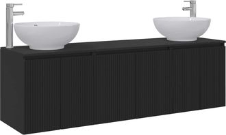 vidaXL Juego De Muebles De Ba&ntilde;o 3 Uds. Negro 49,5 X 44,5 X 65 Cm Vidaxl