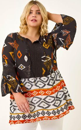 Roman Ikat Print Woven Top