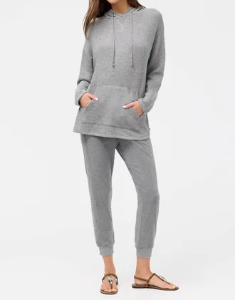Johnny Was Cozy Contrast Stripe Jogger In Heather Charcoal Essential
