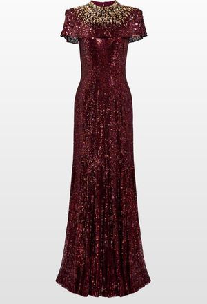 Jenny Packham Radiant Sequin-Embellished Gown in Cardinal at Nordstrom, Size 16 Uk