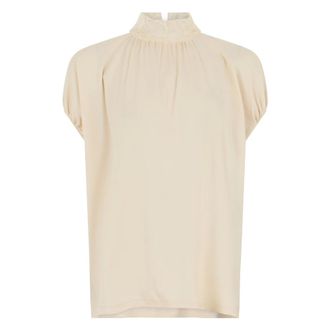 Fabiana Filippi Blouses, female, Beige, Size: S Short-sleeve top with lace details