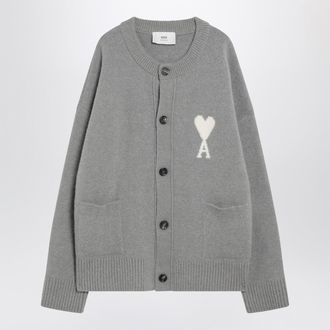 Ami Grey Wool Cardigan Ami De Coeur
