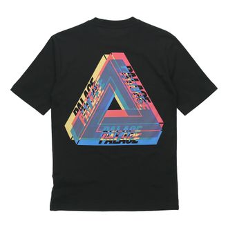 Palace Tri-Ferg Colour Blur T-Shirt Triangle Printing Pattern Short Sleeve Unisex Black P19TS335