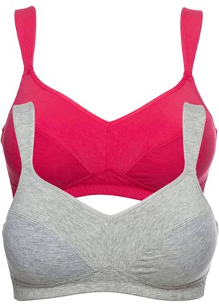 Bonprix BH ohne B&uuml;gel mit Baumwolle (2er Pack) Packung, 2, 2 Stk. im praktischen 2er Pack, mit breiten, verstellbaren Tr&auml;gern