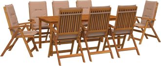 vidaXL Conjunto De Comedor De Jard&iacute;n De 9 Piezas 9 Uds. Natural Vidaxl
