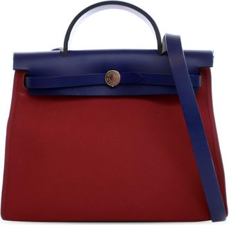 Herm&egrave;s Burgundy Toile Herbag Zip 31